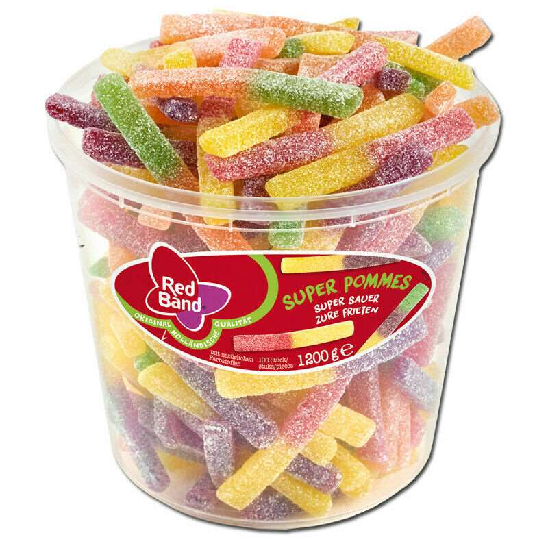 Red Band Fruchtgummi Super Sauer Pommes - 100 Stück - Dose