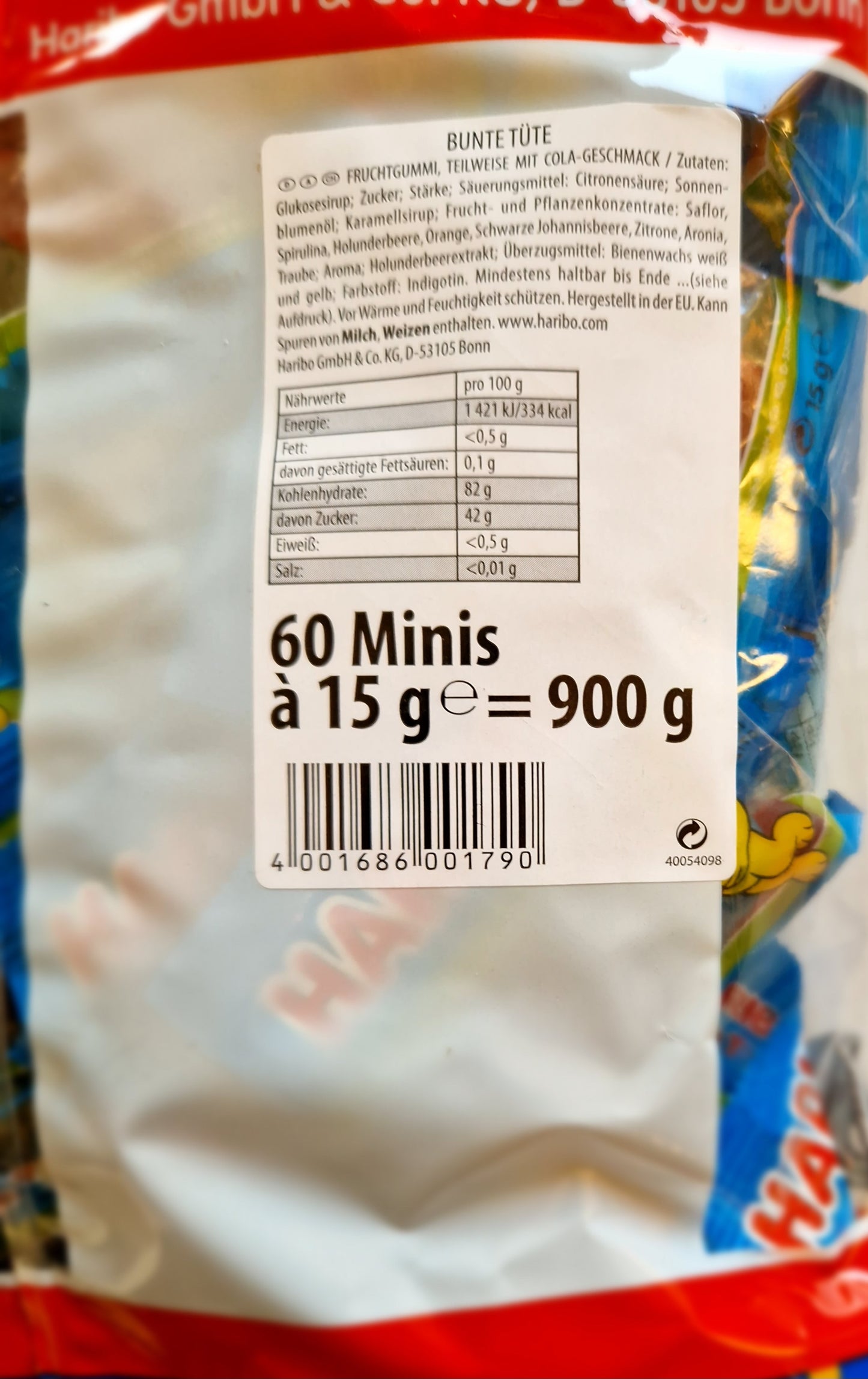 Haribo Minis Bunte Tüte 60 Tüten 900g