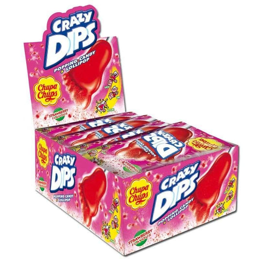 Chupa Chups Crazy Dips - Erdbeer - Lollipop  24 Stück