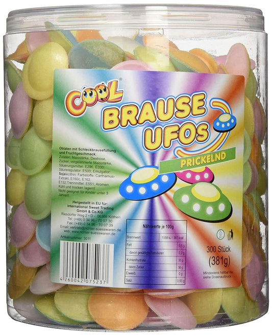 Brause Ufos-leckere saure Brausefüllung-Obladen 300 Stück Dose
